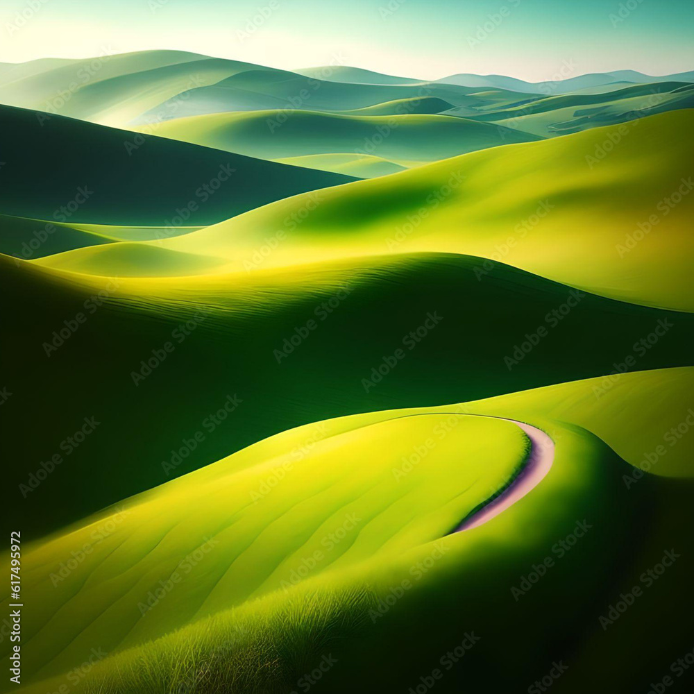 Obraz premium green field and blue sky