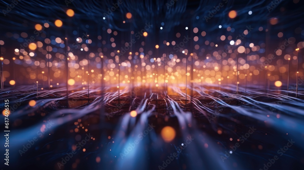 Abstract technology background with fiber optic network connections. Hyper-fast Broadband for Global Data - Generative AI Abstract technology background with fiber optic network connections. Hyper-fast Broadband for Global Data - Generative AI