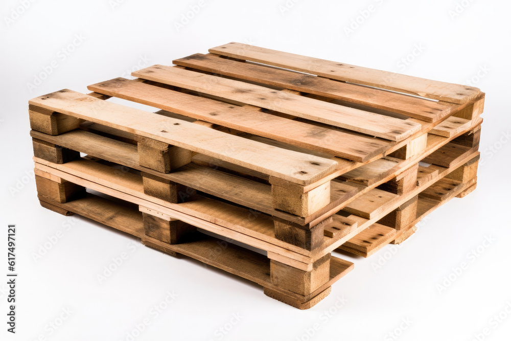 Stack of wooden pallets on a white background. Stack of wooden pallets on a white background.