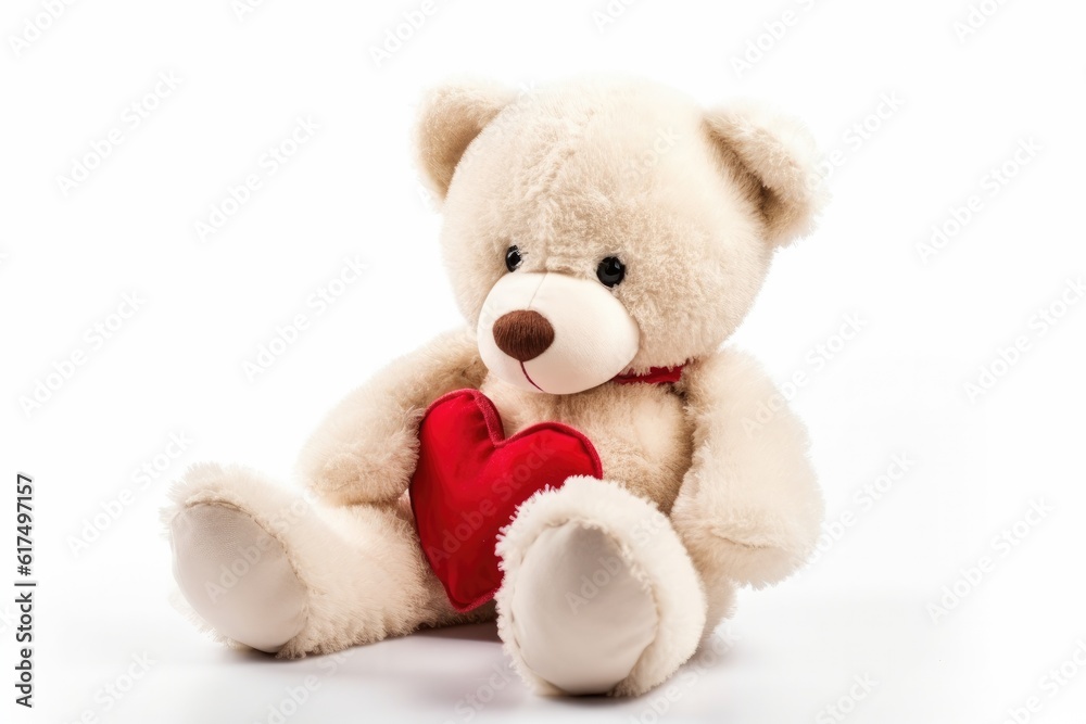 Lovely white teddy bear with a red heart.