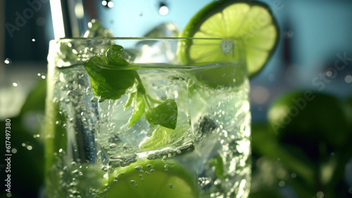 Vibrant and refreshing drink with lime and mint