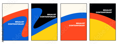 Seto of abstract dynamic wavy minimalistic background. Simple trendy brutal contemporary style. Template design brutalist