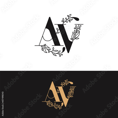 handdrawn wedding monogram AV logo