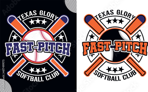 Texas glory fast-pitch softball club, t shirt design