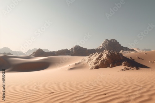 A minimalist landscape with a scenic desert or dunes, Generative AI