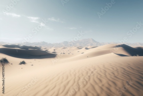 A minimalist landscape with a scenic desert or dunes, Generative AI