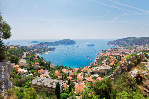 beautiful lanscape of riviera coast and turquiose water of cote dAzur at summer Fototapet