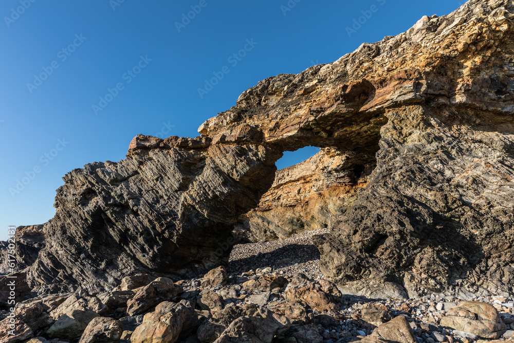 Ark rock formation at the Pointe du Payre, in the ouest coast of France in Vendee