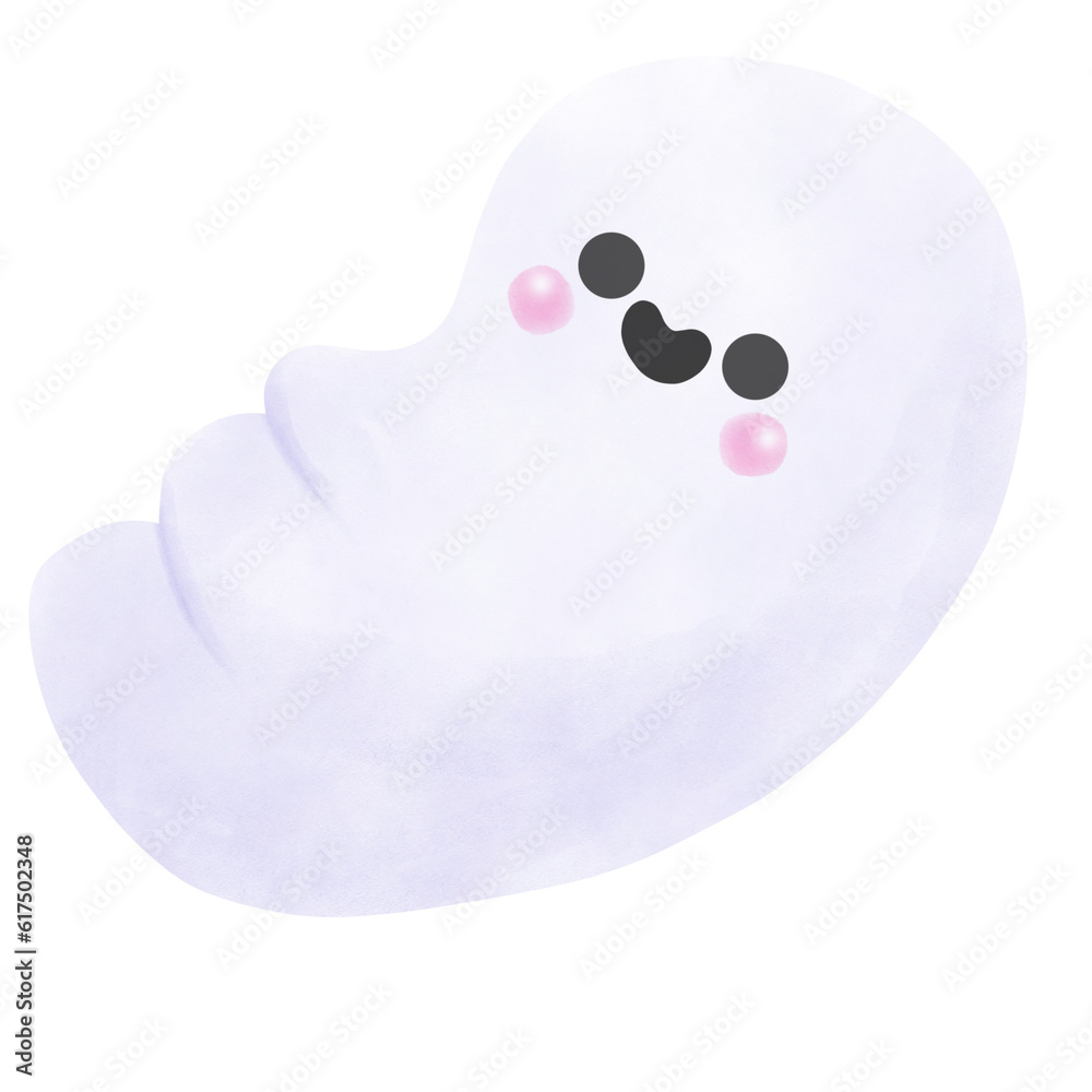 Cute Ghost watercolor cartoon Halloween element illustration