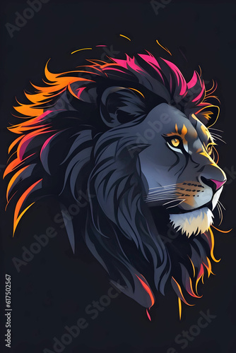 A lion with a mane on a black background