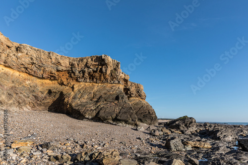 Small cliffs on la Pointe du Payre in the ouest coast of France in Vendee