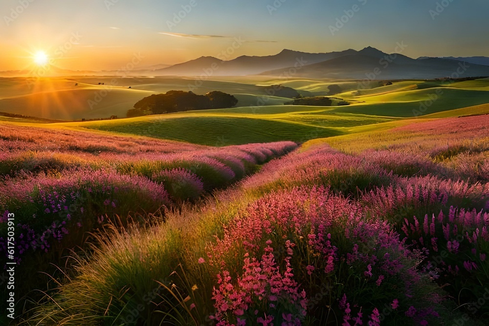 Obraz premium lavender field in the morning