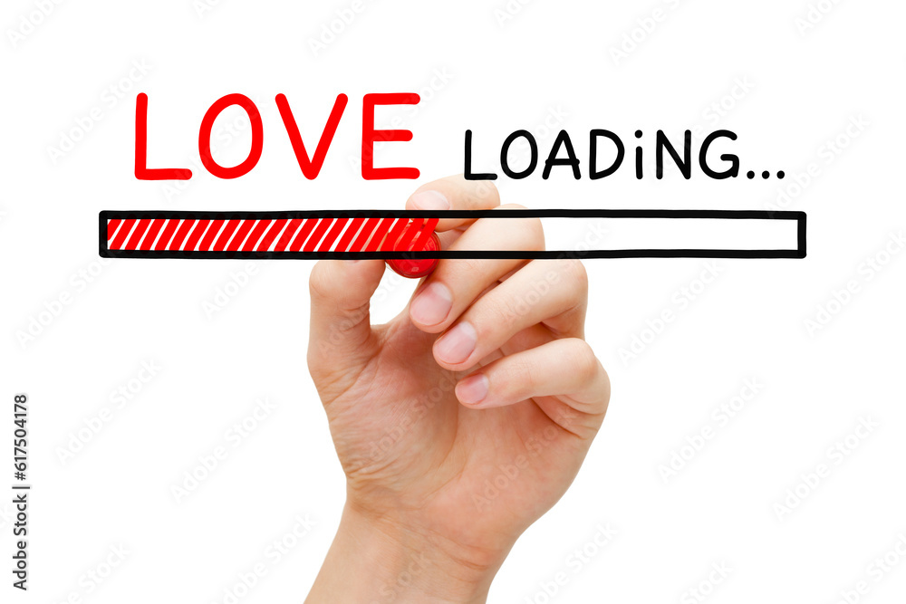 Hand drawing Love loading bar concept with marker on transparent wipe board. Hand drawing Love loading bar concept with marker on transparent wipe board.