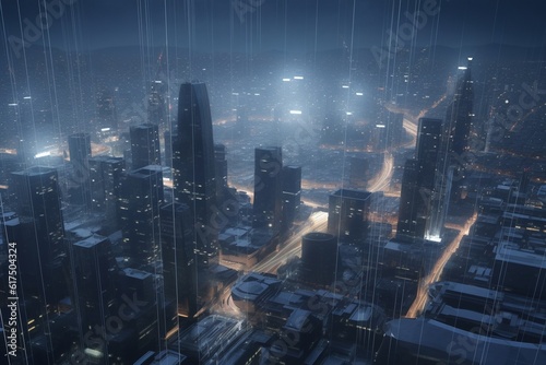 A futuristic cityscape with advanced communication and information technology, Generative AI