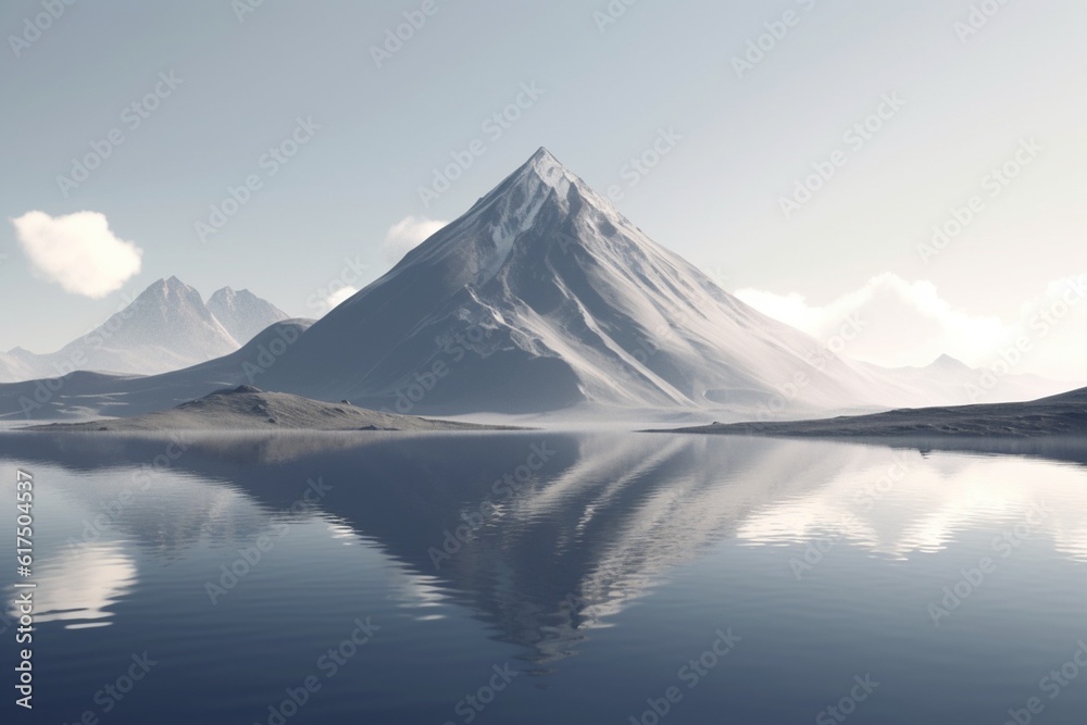 A minimalist landscape with a scenic mountain or peak, Generative AI