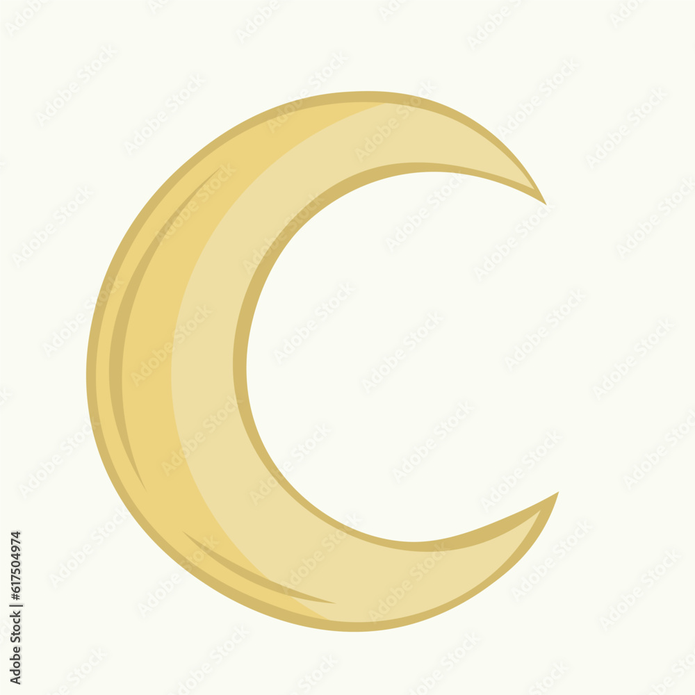 Hand drawn yellow crescent moon. Vector illustration Hand drawn yellow crescent moon. Vector illustration