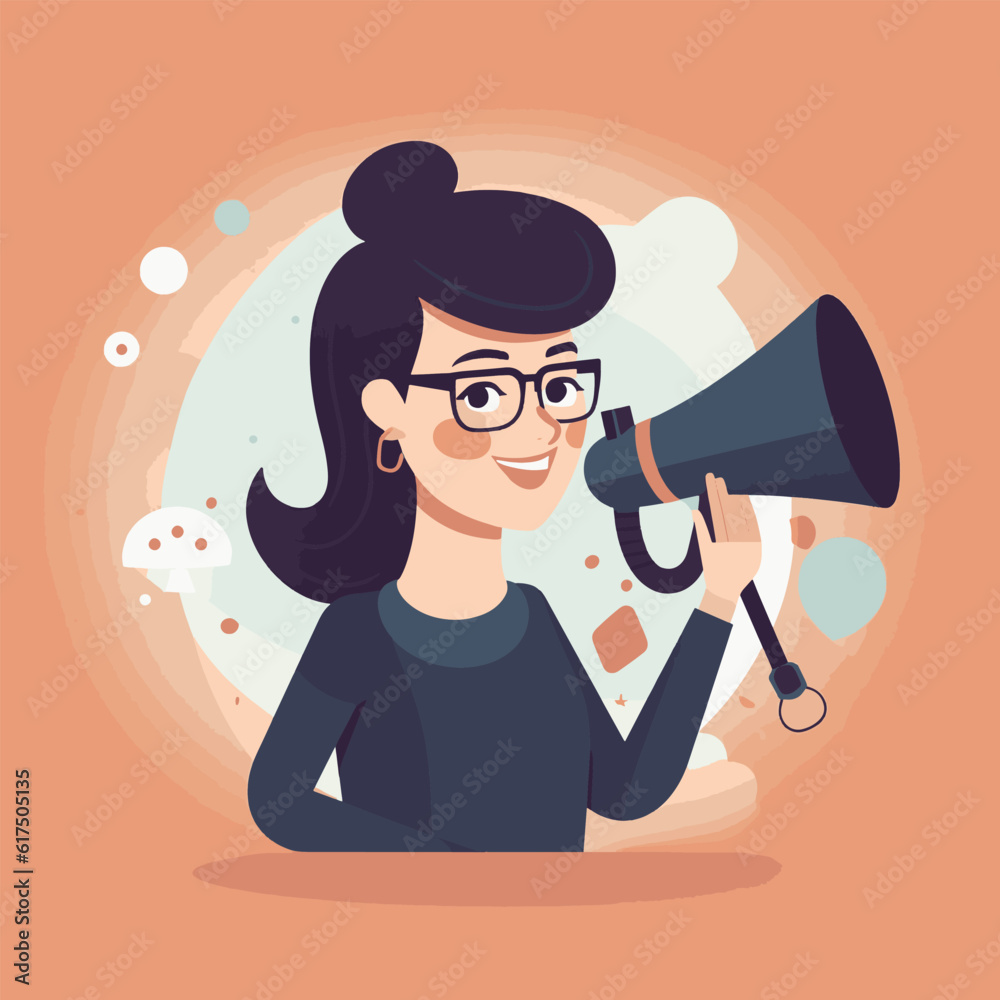 Fototapeta premium Cute marketing manager flat illustration ai generated