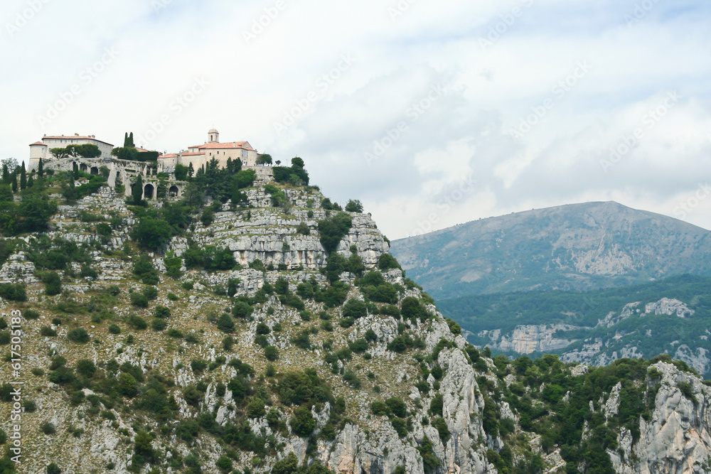 gourdon monastery overlooking the cote d,azur in the south of france