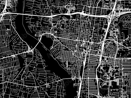 Vector road map of the city of Albuquerque Center New Mexico in the United States of America with white roads on a black background.