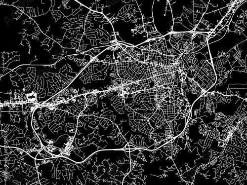 Vector road map of the city of  Athens Georgia in the United States of America with white roads on a black background.