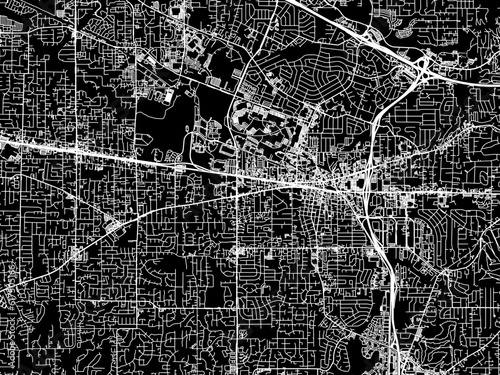 Vector road map of the city of  Beaverton Oregon in the United States of America with white roads on a black background. photo