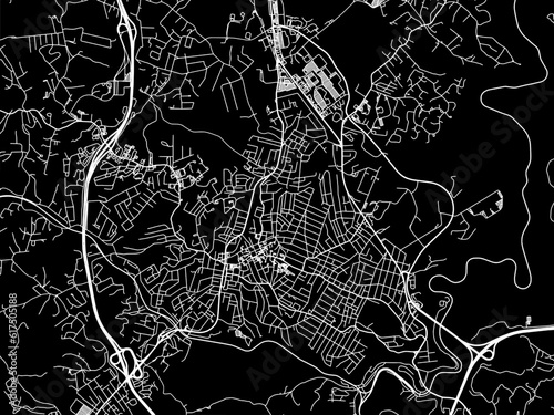 Vector road map of the city of  Beckley West Virginia in the United States of America with white roads on a black background. photo