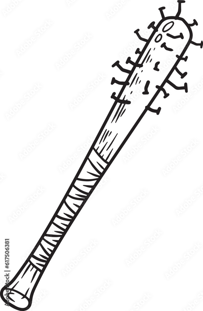 Baseball bat with spikes. Weapon of marauder Baseball bat with spikes. Weapon of marauder