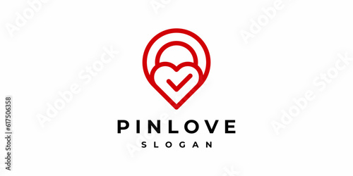 pin love outline line art icon symbol vector logo design.