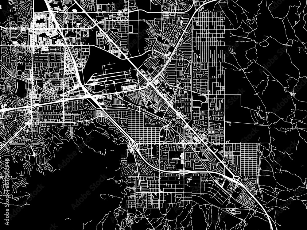 Vector road map of the city of  Henderson Nevada in the United States of America with white roads on a black background.