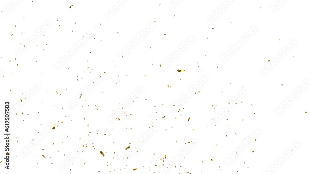 4k Slow motion. Seamless loop pattern gold silver confetti explosions on white background with luma matte channel.  Holiday, birthday, xmas, festivity, celebration, carnival, winner, promotion, events
