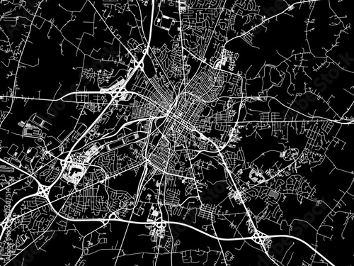 Vector road map of the city of Hagerstown Maryland in the United States of America with white roads on a black background.