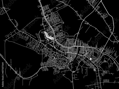 Vector road map of the city of  Houma Louisiana in the United States of America with white roads on a black background. photo