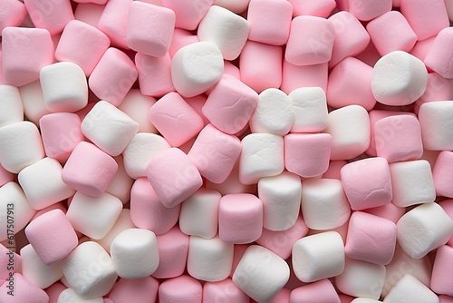 group of white and pink marshmallows created with Generative AI technology photo