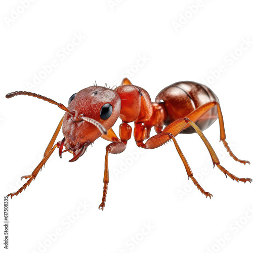  a bright red insect on a white background