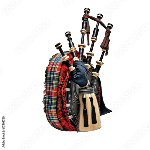 Fotografie, Tablou a traditional Scottish bagpipe with a tartan bagpipe bag