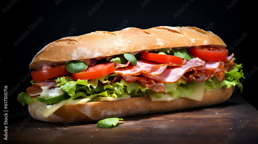 Delicious Sandwich Baguette. Food Photography. Delicious Sandwich Baguette. Food Photography.
