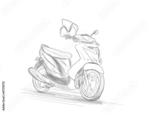 sketch of an automatic scooter vehicle with a white background photo