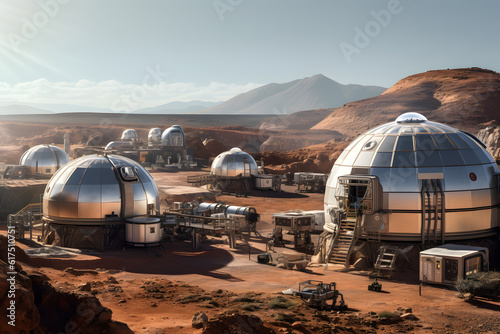 Fototapeta Naklejka Na Ścianę i Meble -  Space station on planet Mars