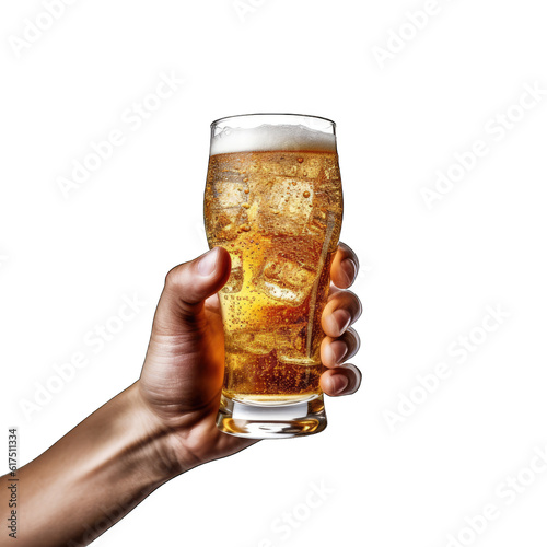Wallpaper Mural a hand holding a glass of frothy beer