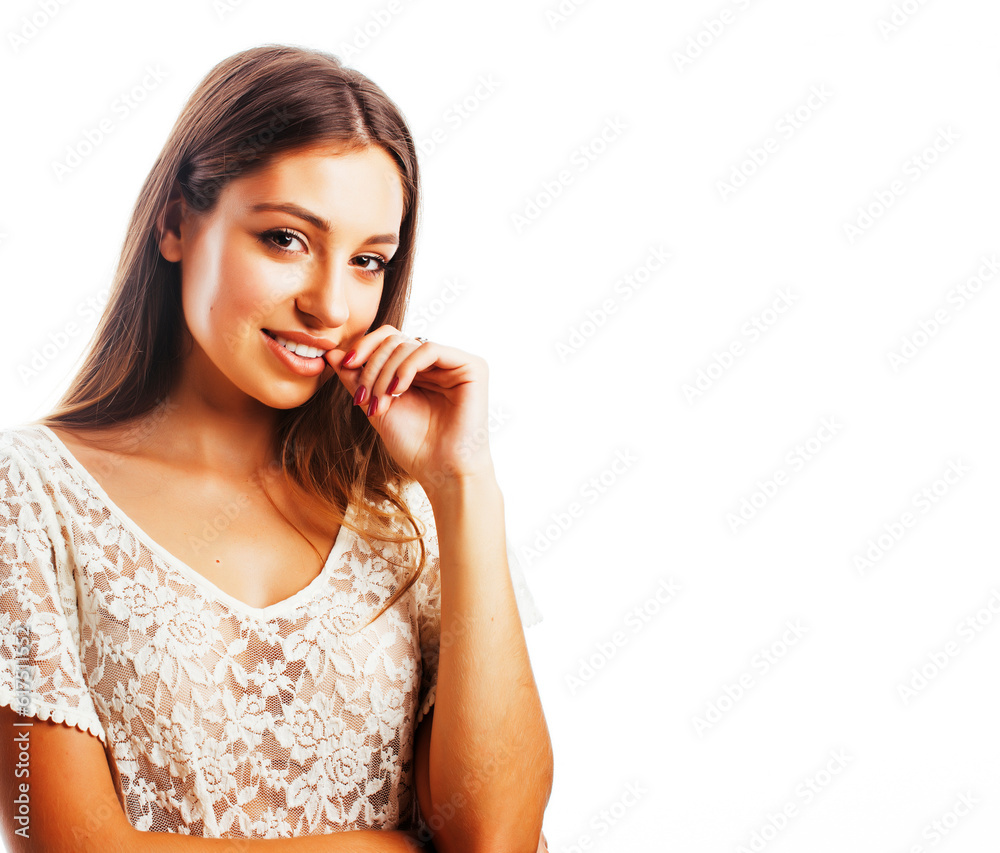 young pretty blonde hair woman happy smiling isolated on white background, lifestyle people concept close up young pretty blonde hair woman happy smiling isolated on white background, lifestyle people concept close up