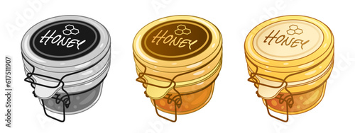 Honey jar set isolated on white background. Vector illustration