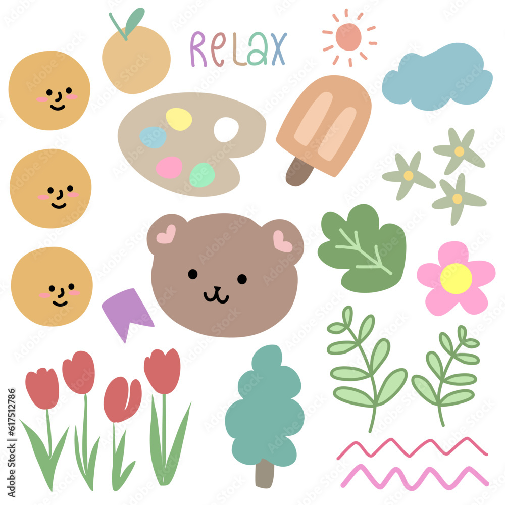 Fototapeta premium Hand drawn doodle collection design vector for decoration , goodnote