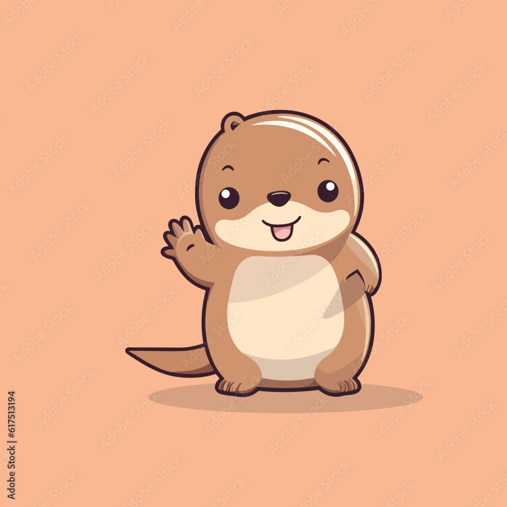Fototapeta premium A cartoon beaver standing up with its hands in the air