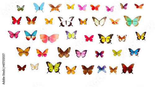  a vibrant group of butterflies against a clean white backdrop © LUPACO PNG
