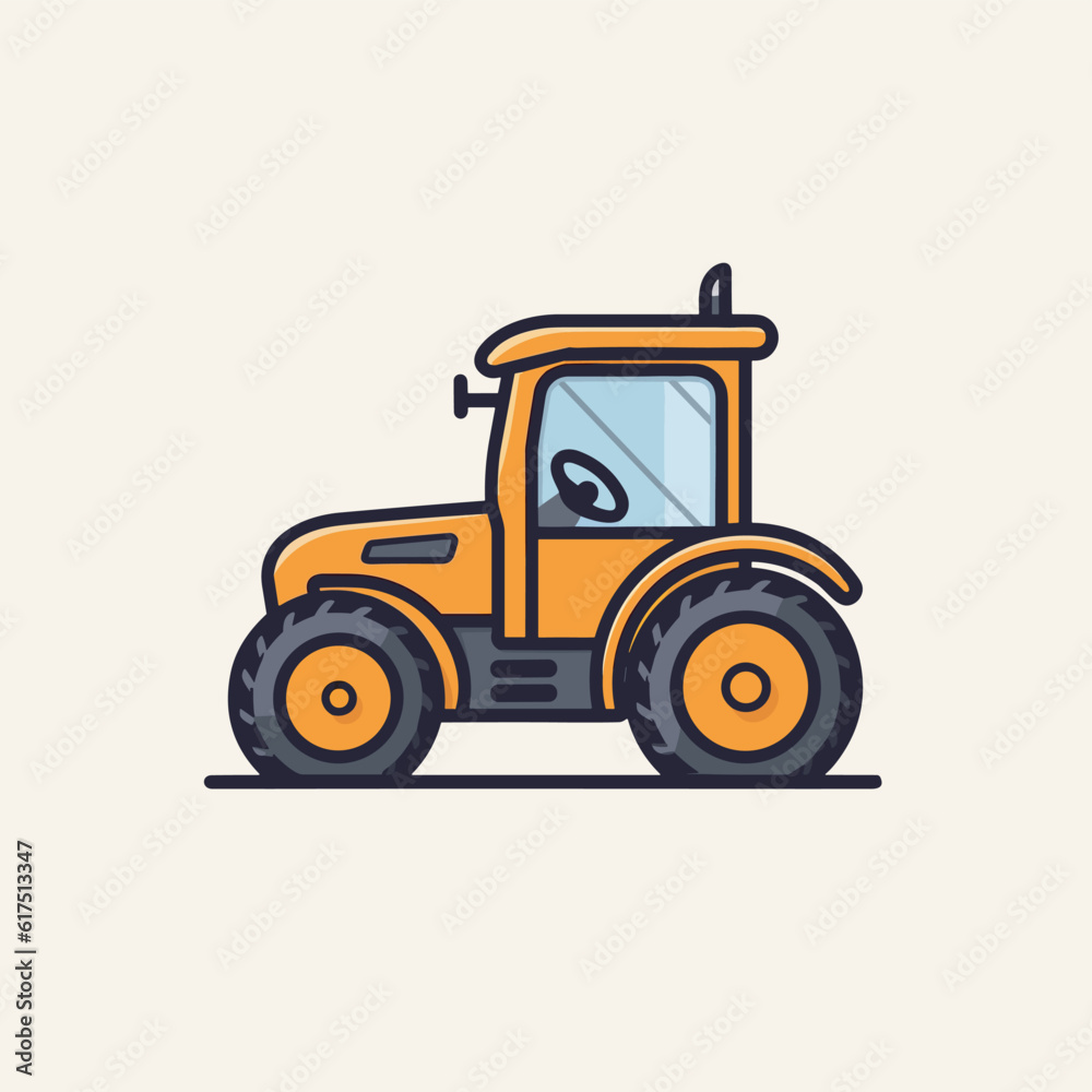 An orange tractor with a big tire An orange tractor with a big tire