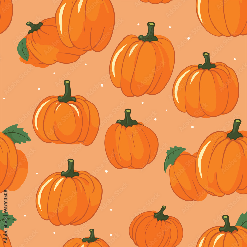 A pattern of pumpkins on a peach background A pattern of pumpkins on a peach background