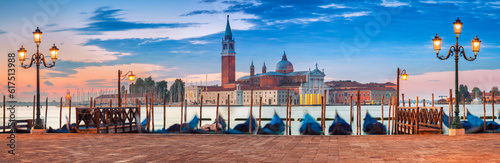 Panoramic image of Venice, Italy during sunrise.