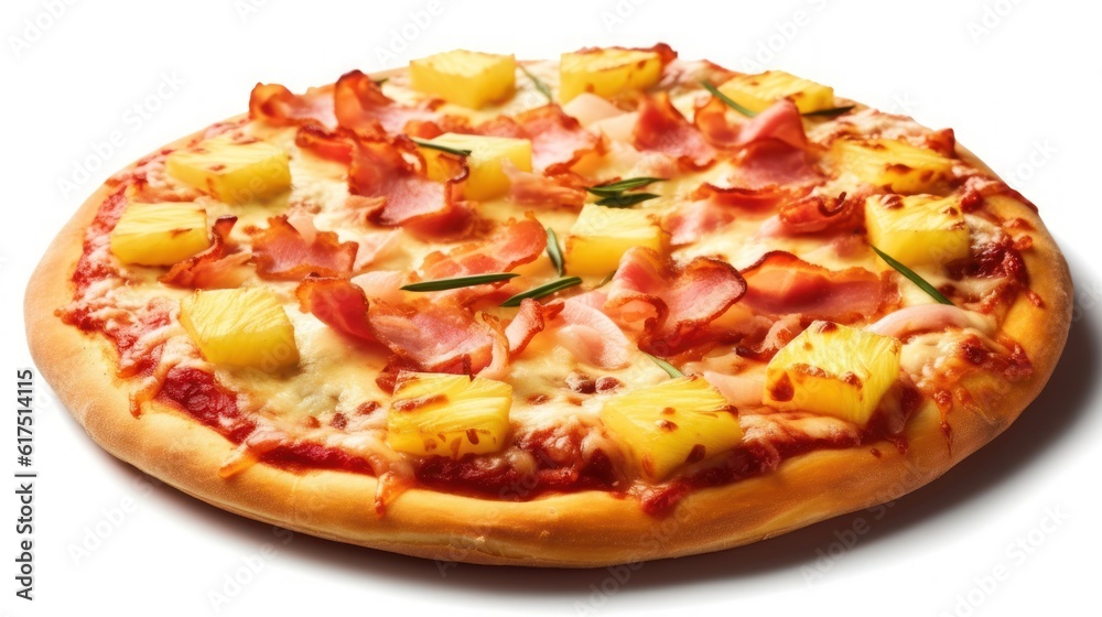 Traditional italian pizza. Delicious taste Hawaiian pizza. Generative AI Traditional italian pizza. Delicious taste Hawaiian pizza. Generative AI