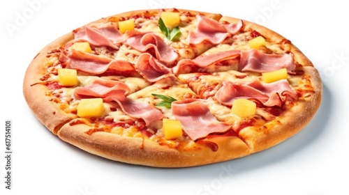 Traditional italian pizza. Delicious taste Hawaiian pizza. Generative AI photo