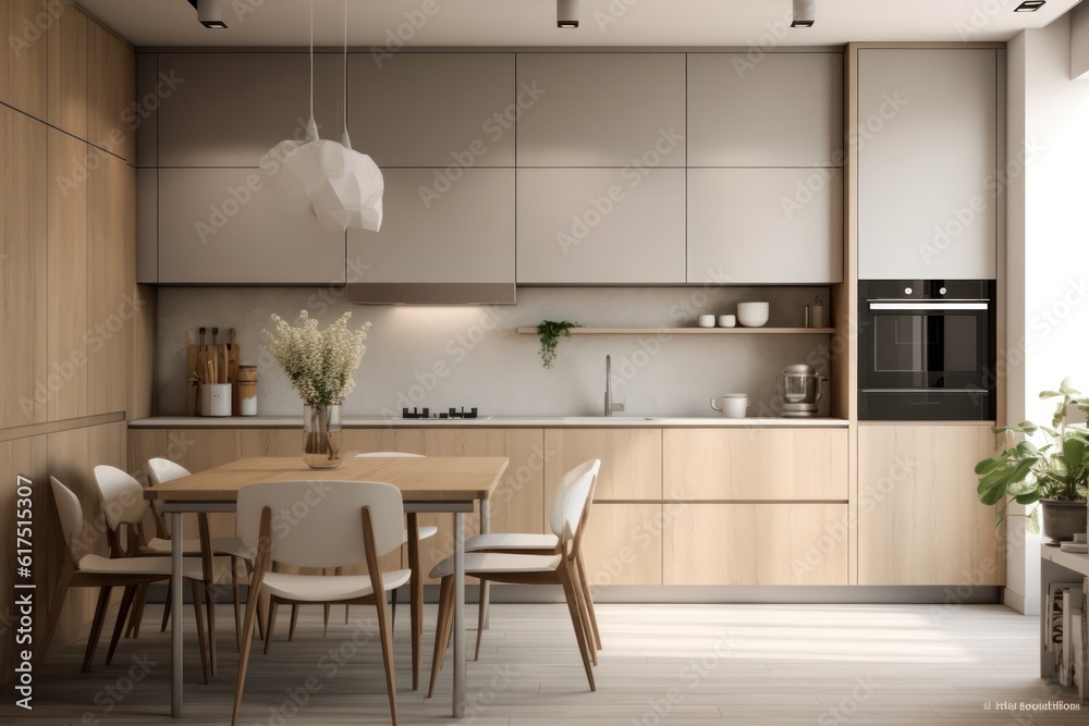 3D Render of a Spacious, High-End Kitchen with a Large Island and Appliances 3D Render of a Spacious, High-End Kitchen with a Large Island and Appliances
